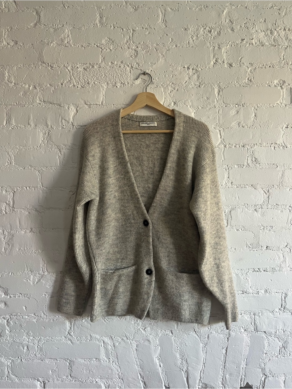 Soft V-Neck Button Cardigan Sweater - grey melange